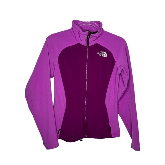 The North Face Womens Zip Up Jacket Size S Purple Colorblock Drawstring‎ Hem - Picture 1 of 9